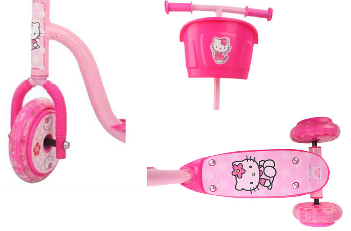 Thiết kế hợp lý của xe trượt Scooter 3 bánh Hello Kitty phù hợp với bé gái lần đầu đi xe
