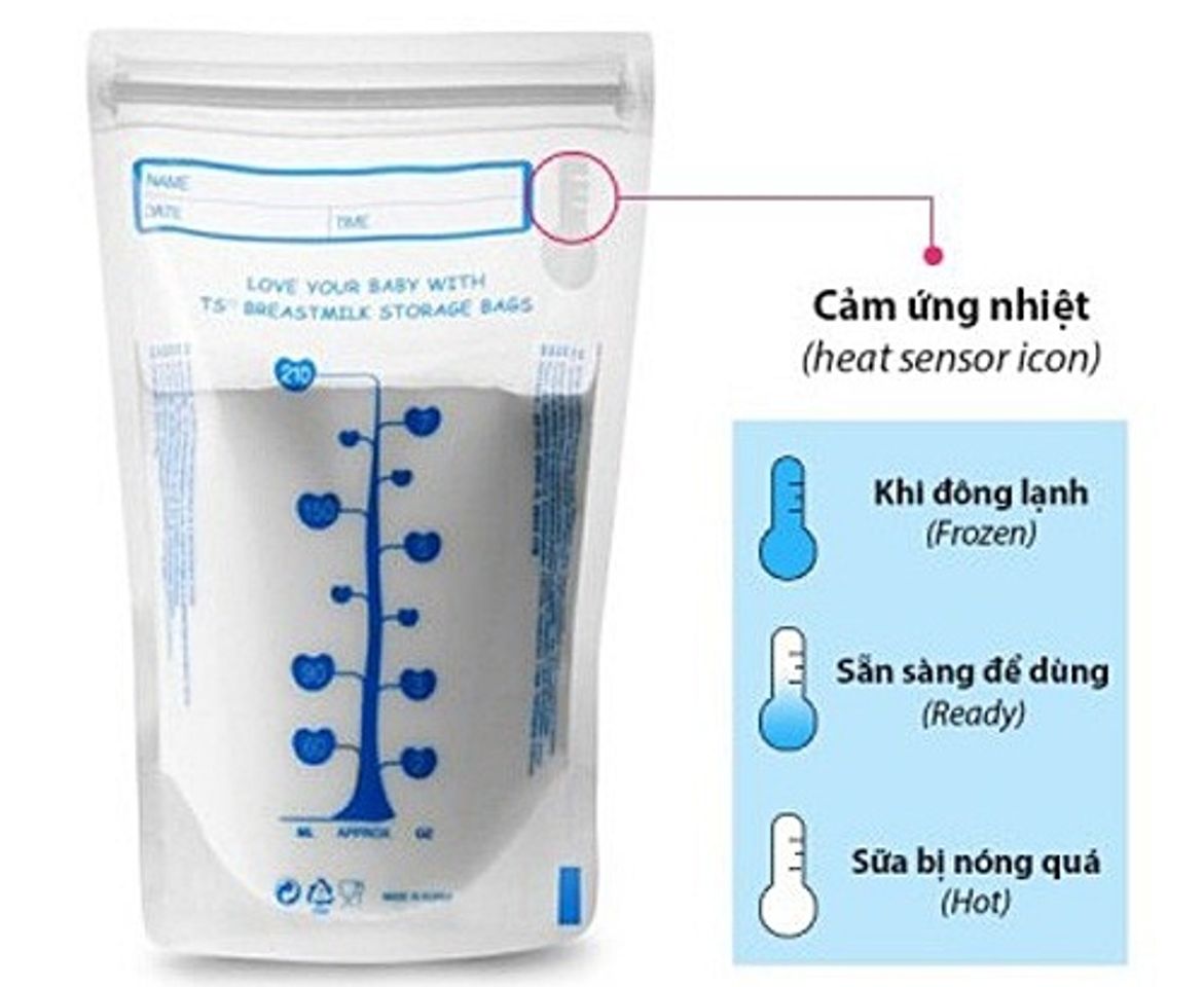Túi trữ sữa Unimom cảm ứng nhiệt Blue Egg không có BPA an toàn và tiện dụng