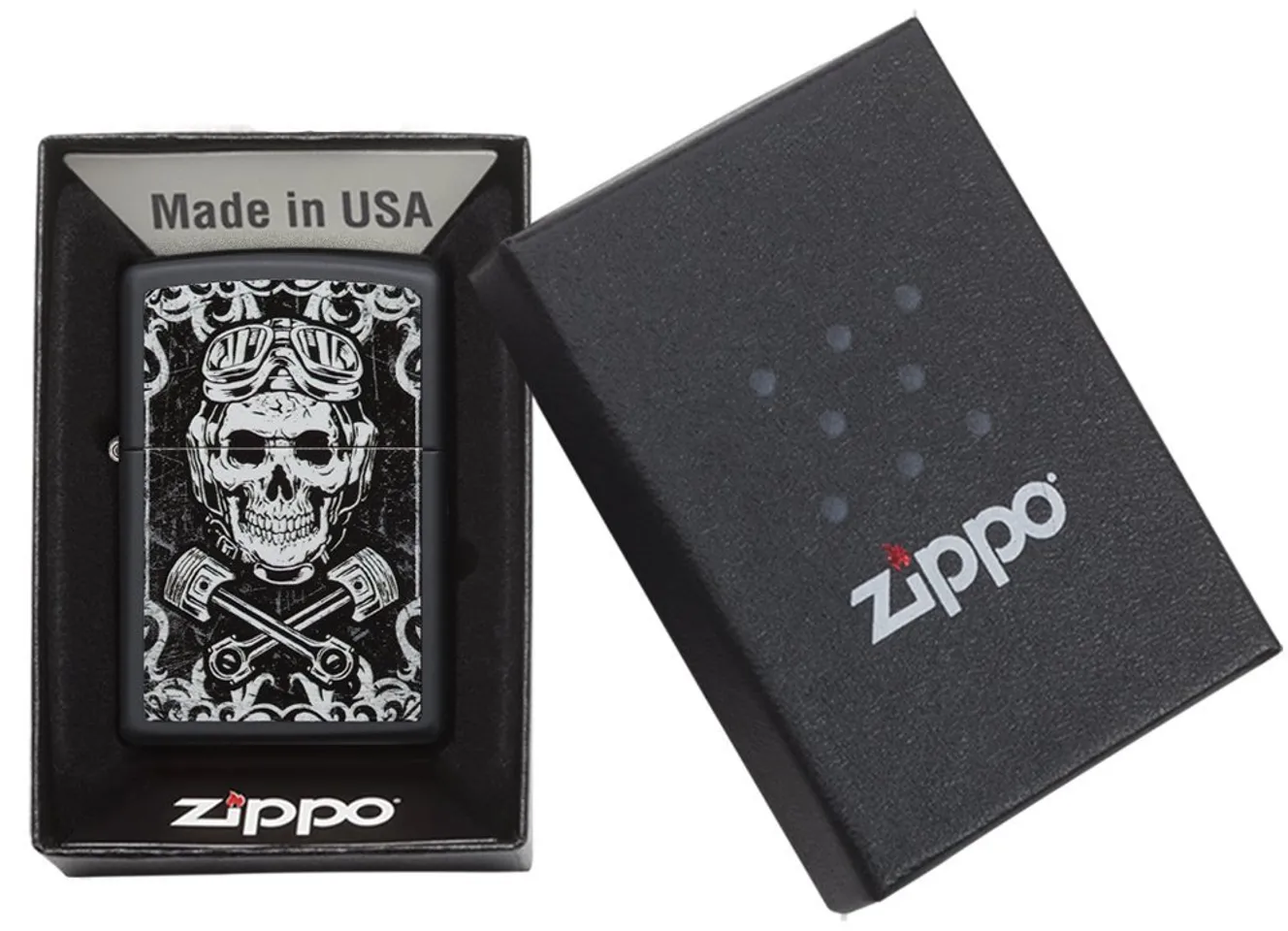 Bật lửa Zippo Black Matte Skull 29088 họa tiết nghệ thuật 4