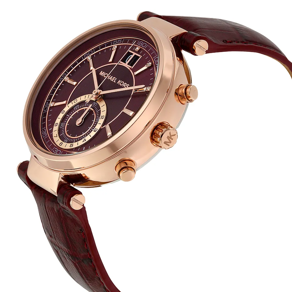 Case đồng hồ được mạ vàng hồng, thiết kế 3 núm chỉnh đặc trưng của chiếc đồng hồ Chronograph