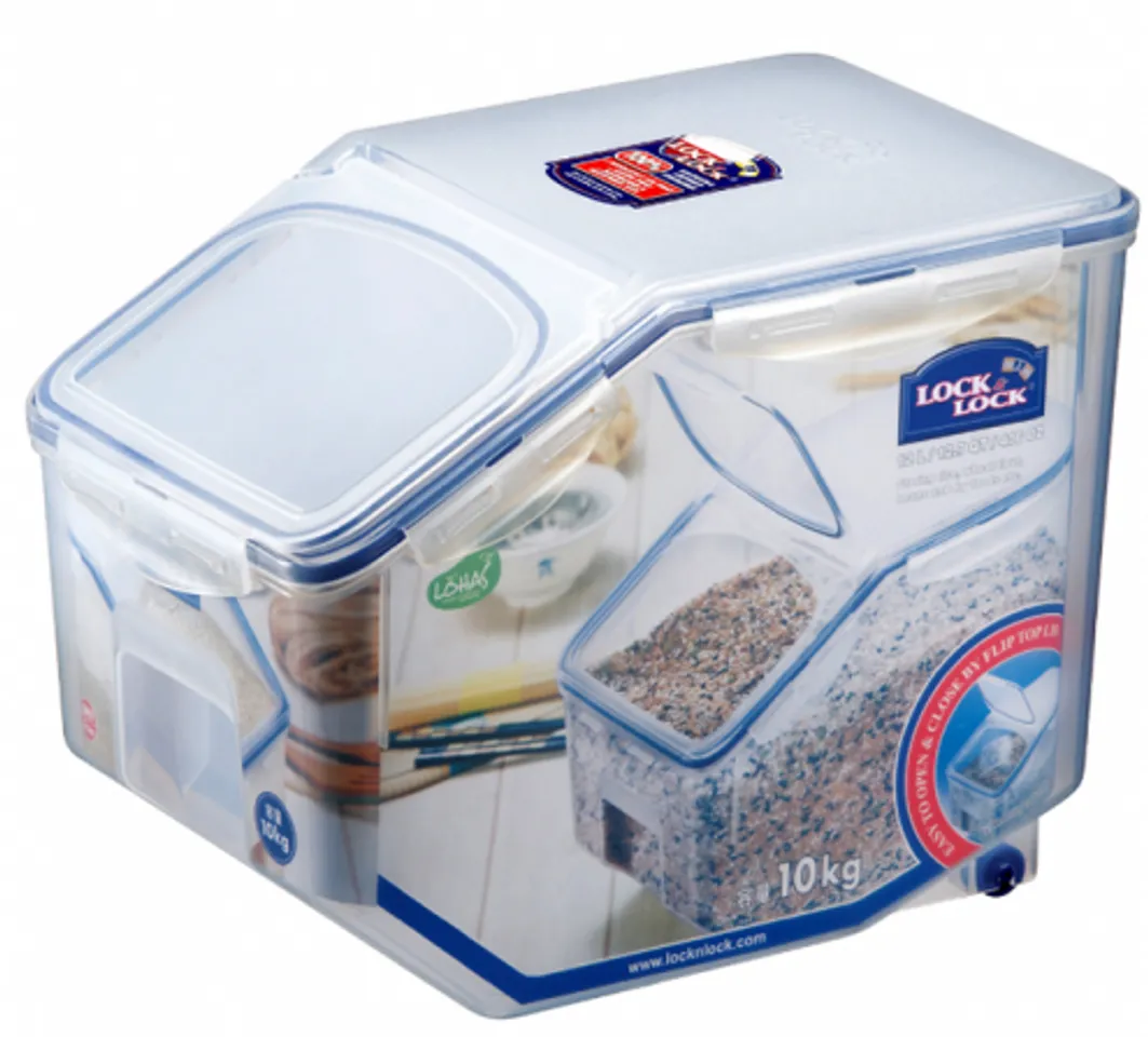 Với dung tích 12L, hộp bảo quản gạo HPL510 chứa đến 10kg các loại ngũ cốc