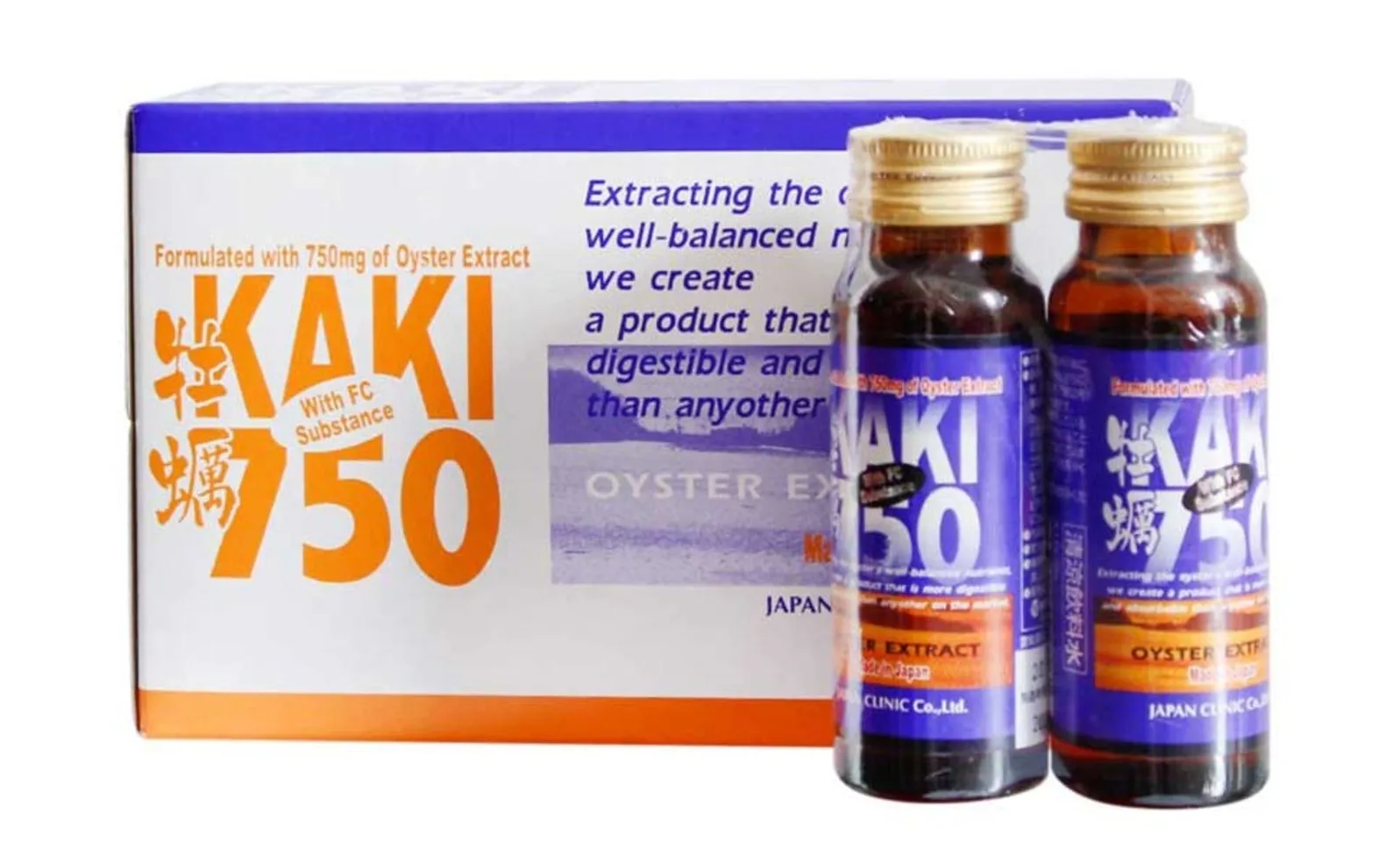 Kaki 750 - Nước uống tinh chất Hàu Nhật Bản hộp 10 chai 50ml