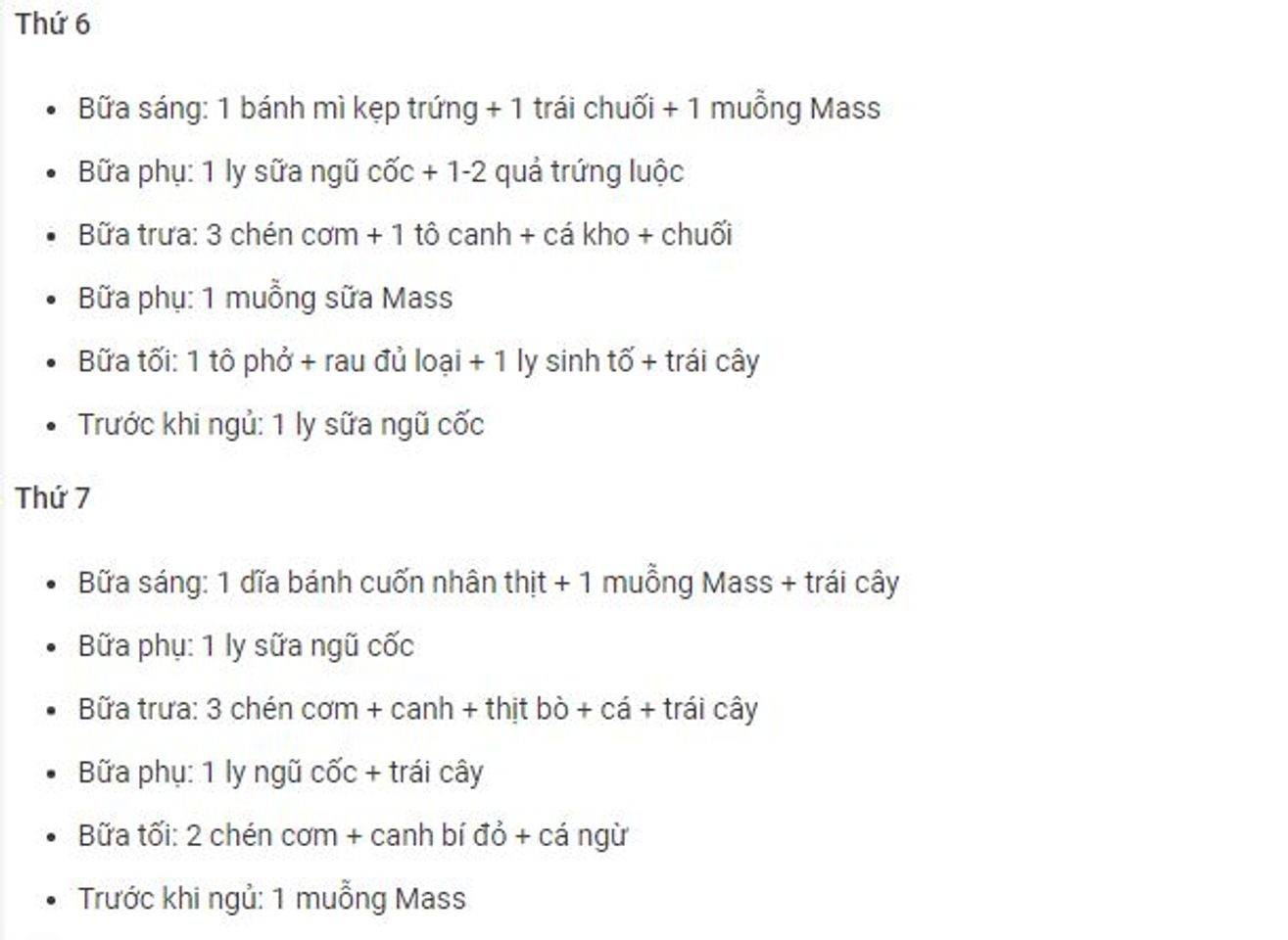 Sữa tăng cân Premium Mass Gainer và thực đơn chi tiết cho nam gầy tập Gym