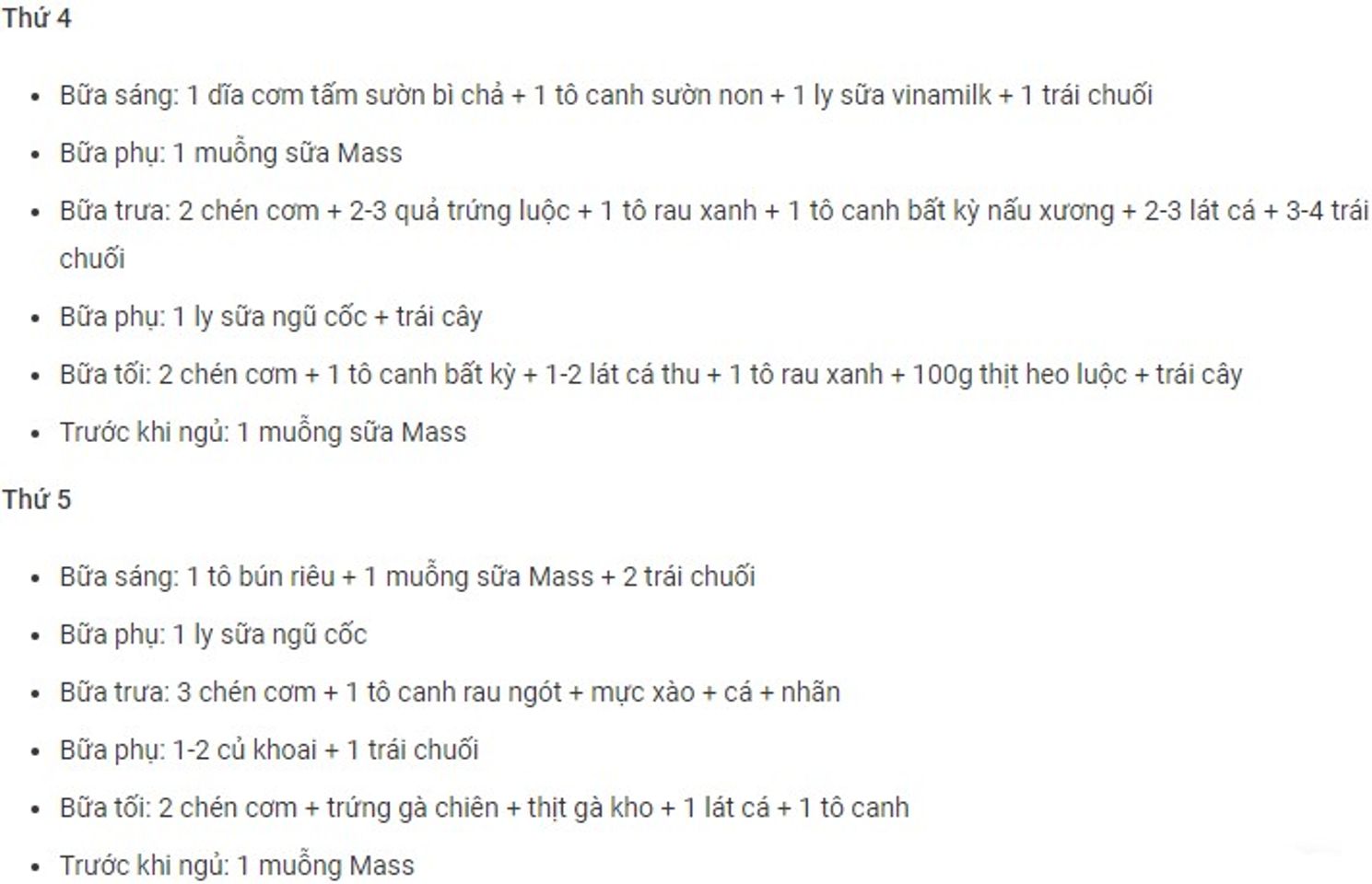Sữa tăng cân Premium Mass Gainer và thực đơn chi tiết cho nam gầy tập Gym