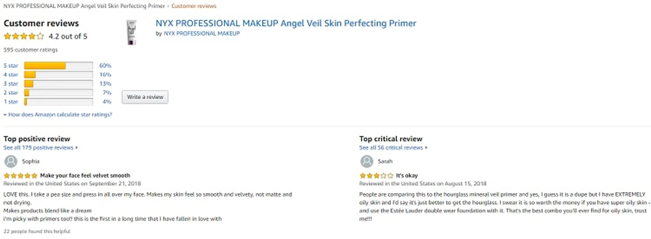 Phản hồi từ phía khách hàng sử dụng kem lót Nyx Angel Veil Primer 2