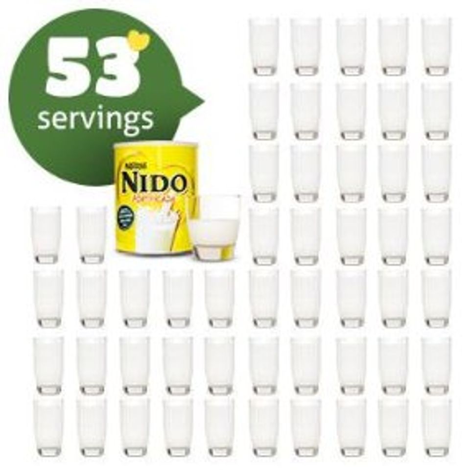 Sữa Nido nắp trắng tương đương 53 khẩu phần sữa của bé