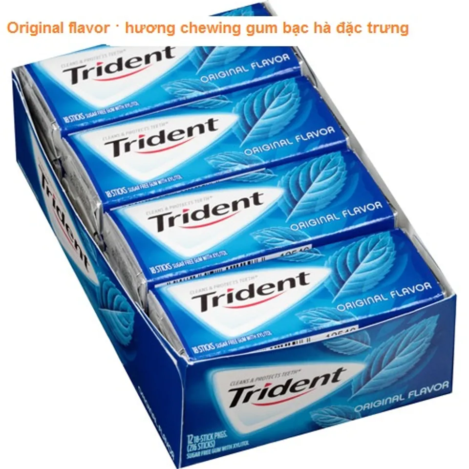 Trident Original flavor : hương chewing gum bạc hà đặc trưng