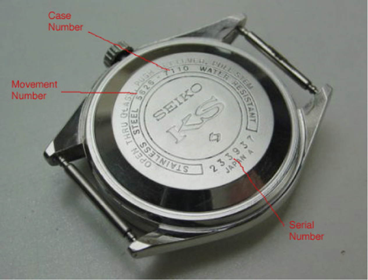C&aacute;c th&ocirc;ng số ở mặt sau đồng hồ Seiko ch&iacute;nh h&atilde;ng
