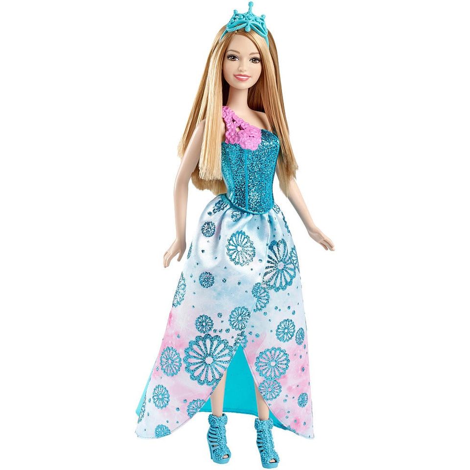 Búp bê barbie công chúa thần tiên CFF24 với trang phục màu xanh in hoa văn nhẹ nhàng