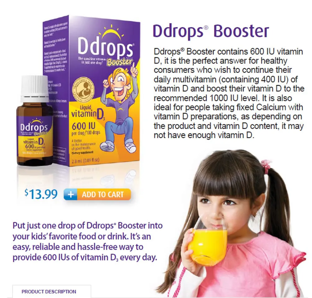 Ddrops Booster giúp bổ sung vitamin D3 cho bé hấp thu canxi tốt hơn