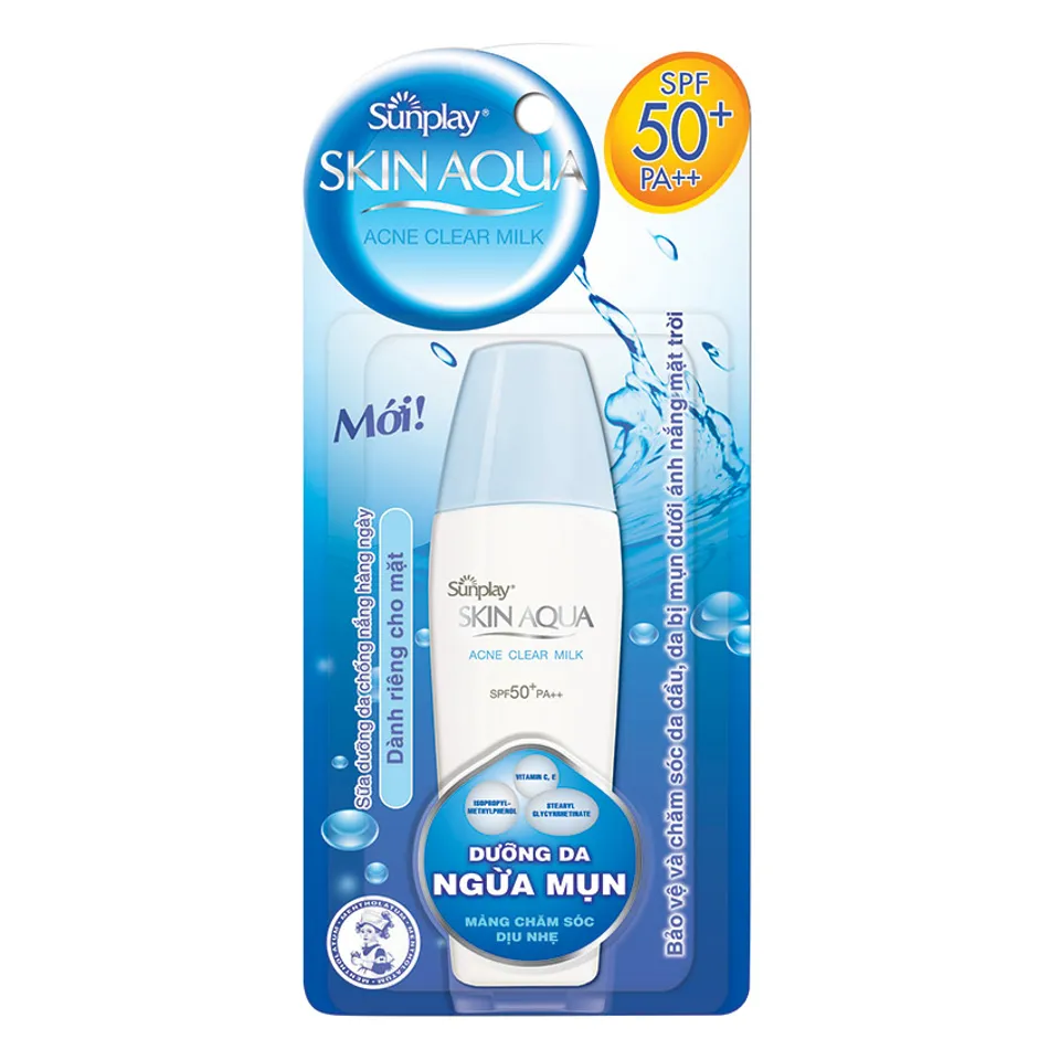 Sunplay Skin Aqua Acne Clear Milk dưỡng da ngừa mụn dành cho da dầu, da bị mụn