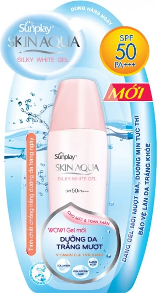 Sunplay Skin Aqua Silky White Gel chống nắng, dưỡng da trắng mượt