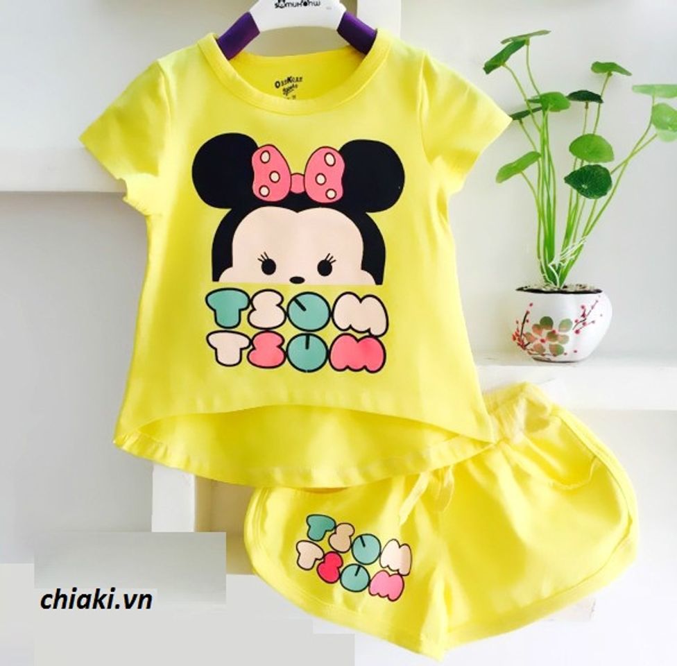 Bộ quần áo cho bé gái in hình chuột Mickey dễ thương 3