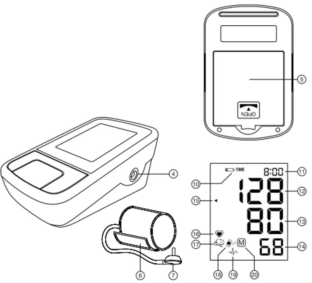 Chi tiết các bộ phận của máy đo huyết áp Microlife