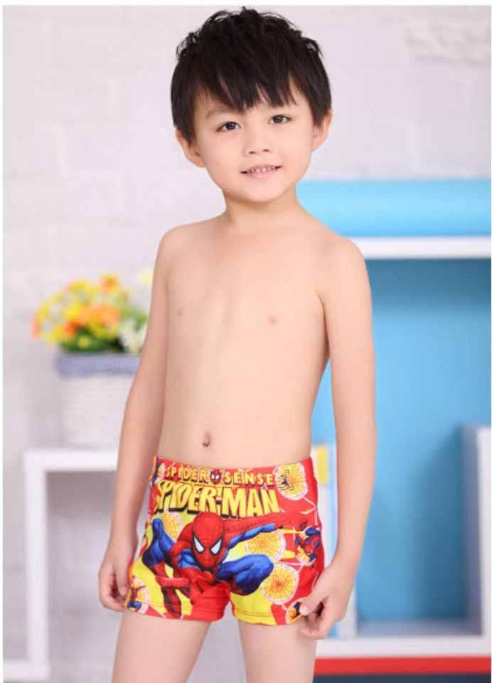 Đồ bơi bé trai hình siêu nhân người nhện màu đỏ