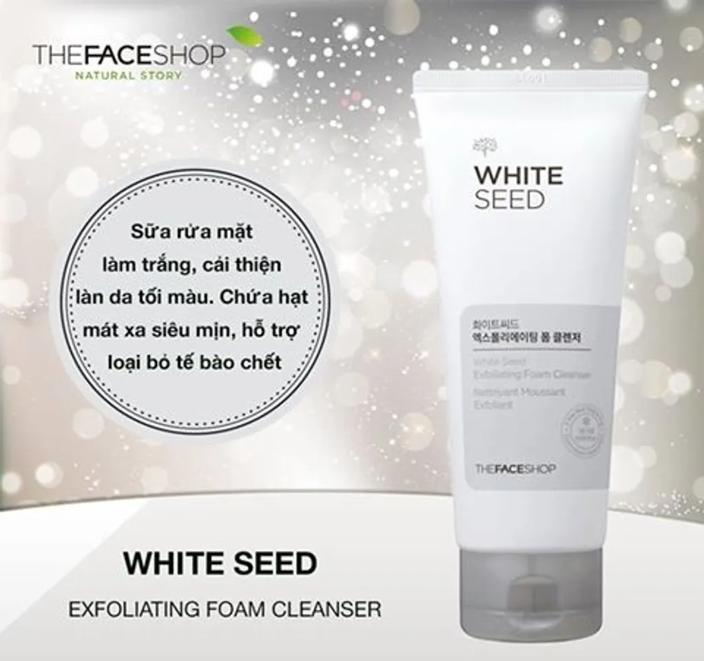 Sữa rửa mặt The Face Shop White Seed Exfoliating Foam làm trắng sáng da hiệu quả
