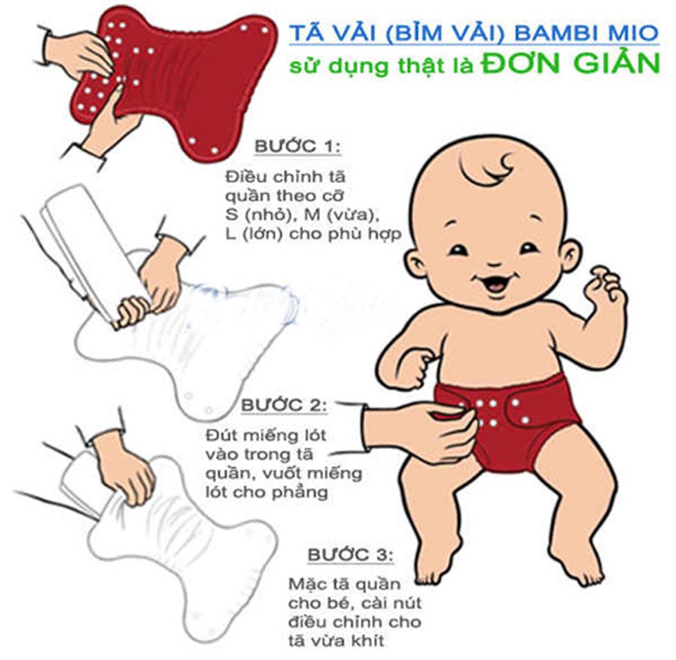Hướng dẫn cách sử dụng tã vải Bambi mio cho bé
