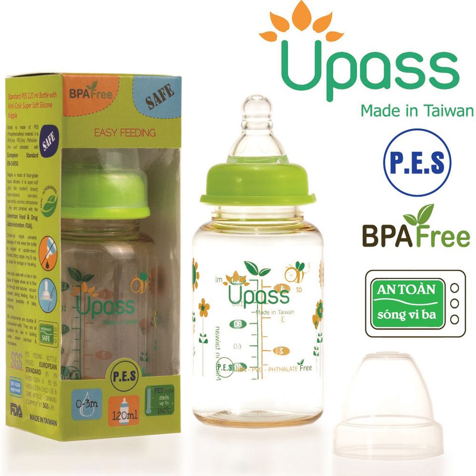 Bình sữa cho bé Upass được làm từ chất liệu an toàn, đạt tiêu chuẩn Châu Âu