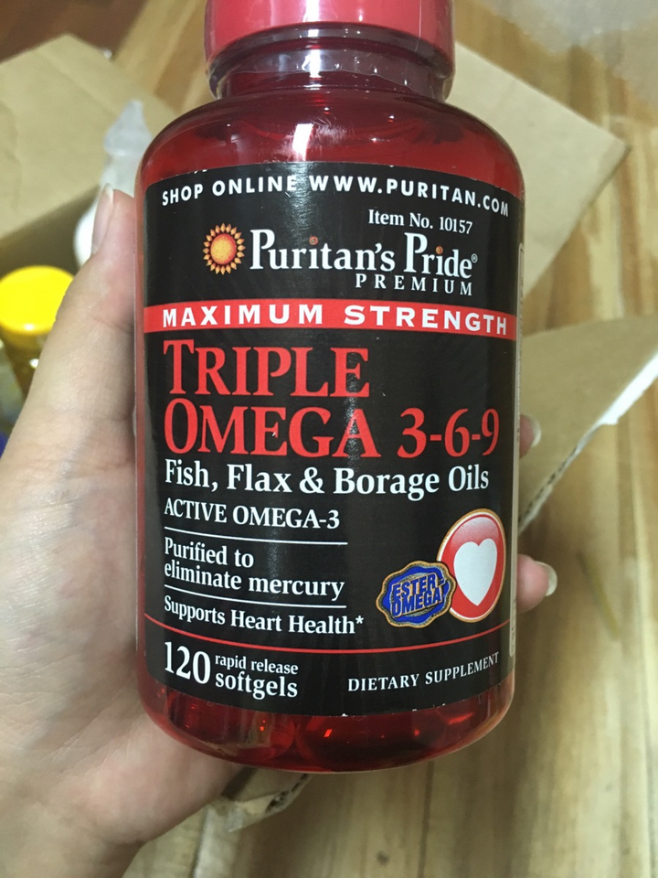 Omega 3 6 9 Fish, Flax & Borage Oils Puritan's Pride 120 viên