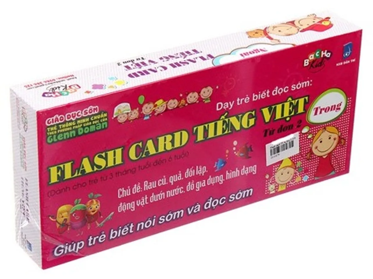 Thẻ học thông minh Flash card tiếng việt - Từ đơn 2 được thiết kế chữ màu đỏ dễ đọc, bền màu