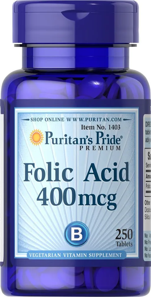 Viên uống ngăn ngừa thiếu máu Puritan's Pride Folic Acid 400mg cung cấp Folic Acid cho cơ thể