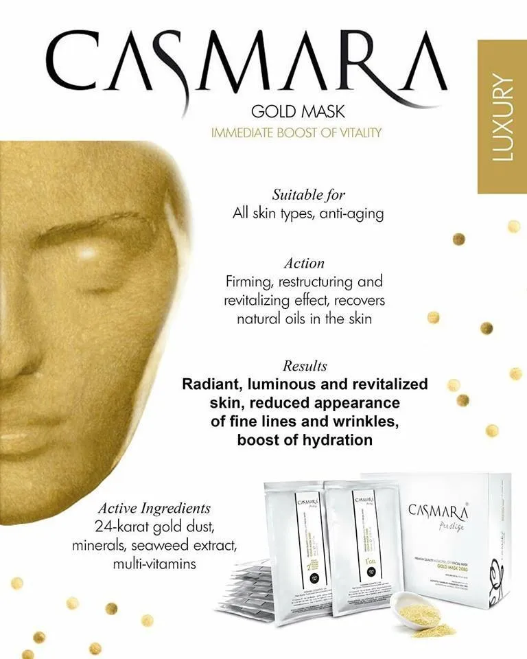 Casmara Luxury Algae Peel-off Mask là loại mặt nạ vàng cao cấp từ bụi vàng 24k mang lại hiệu quả bất ngờ cho làn da