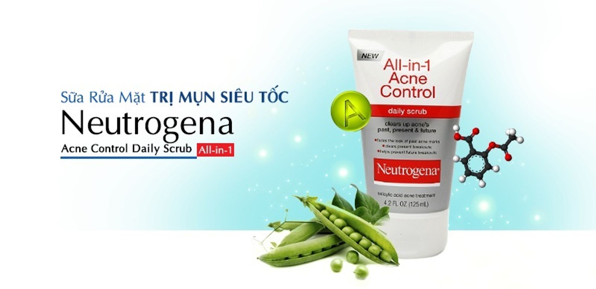 Neutrogena All in 1 Acne Control Daily Scrub chứa các thành phần chiết xuất thiên nhiên
