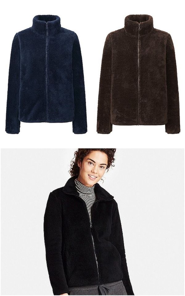 Áo Uniqlo lông cừu có 3 màu cho bạn lựa chọn: nâu, tím than, đen