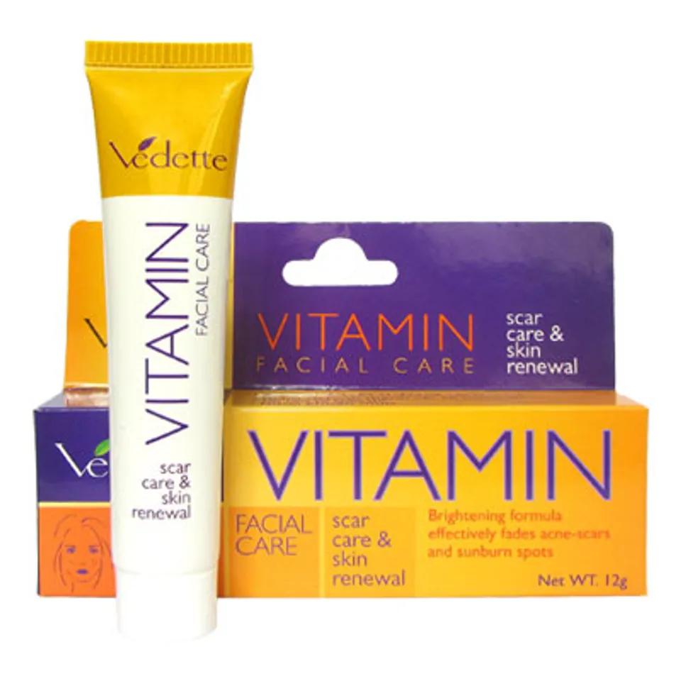 Gel trị thâm Vedette Vitamin Facial Care chứa các chiết xuất thiên nhiên lành tính sẽ xóa mờ vết thâm và tái tạo da