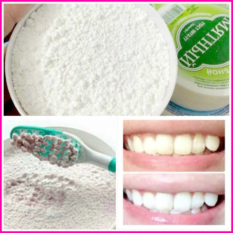 Trước và sau khi sử dụng bột trắng răng Family của Nga