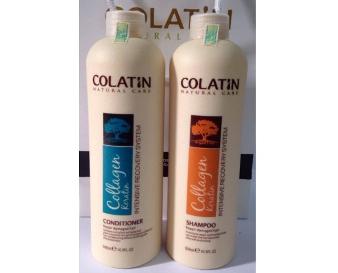 Cặp dầu gội xả Colatin 500ml chứa các dưỡng chất protein, collagen và keratin giúp tái tạo cấu trúc tóc