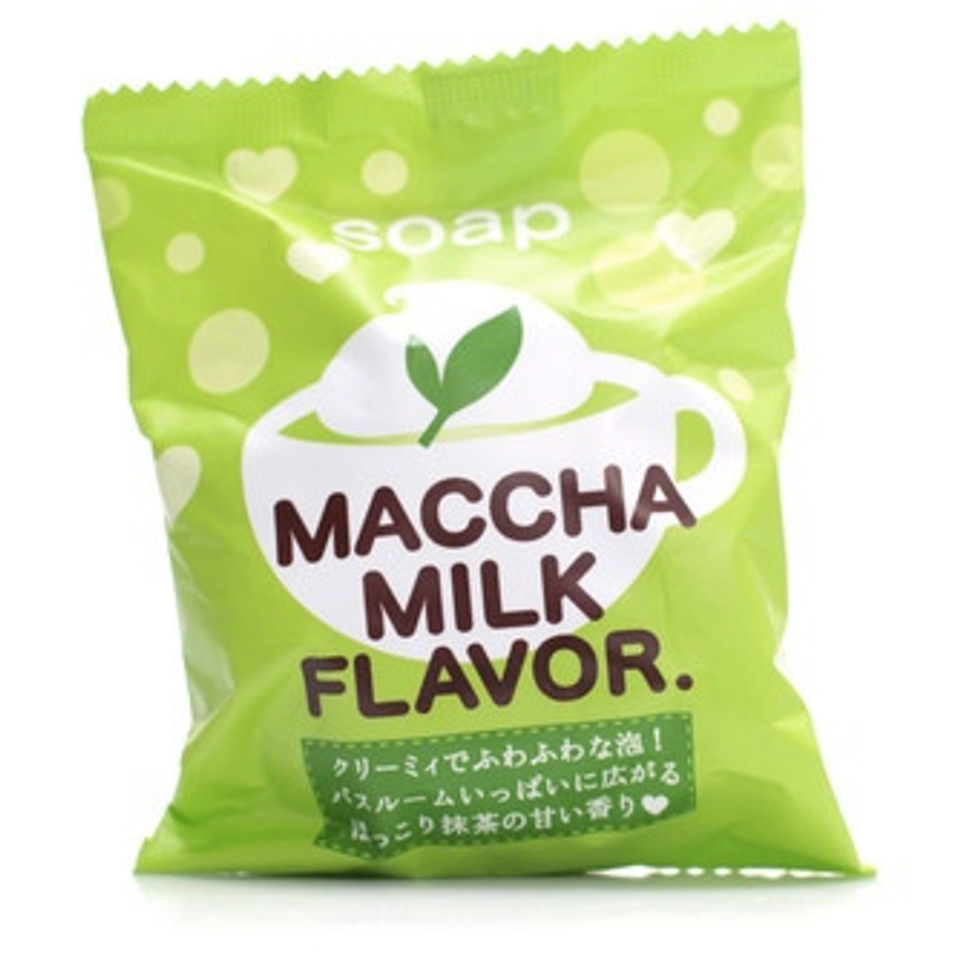 Xà phòng tắm Maccha Milk Flavor chiết xuất trà xanh đậm đặc và sữa tươi giúp dưỡng trắng da và giữ da luôn sạch sẽ