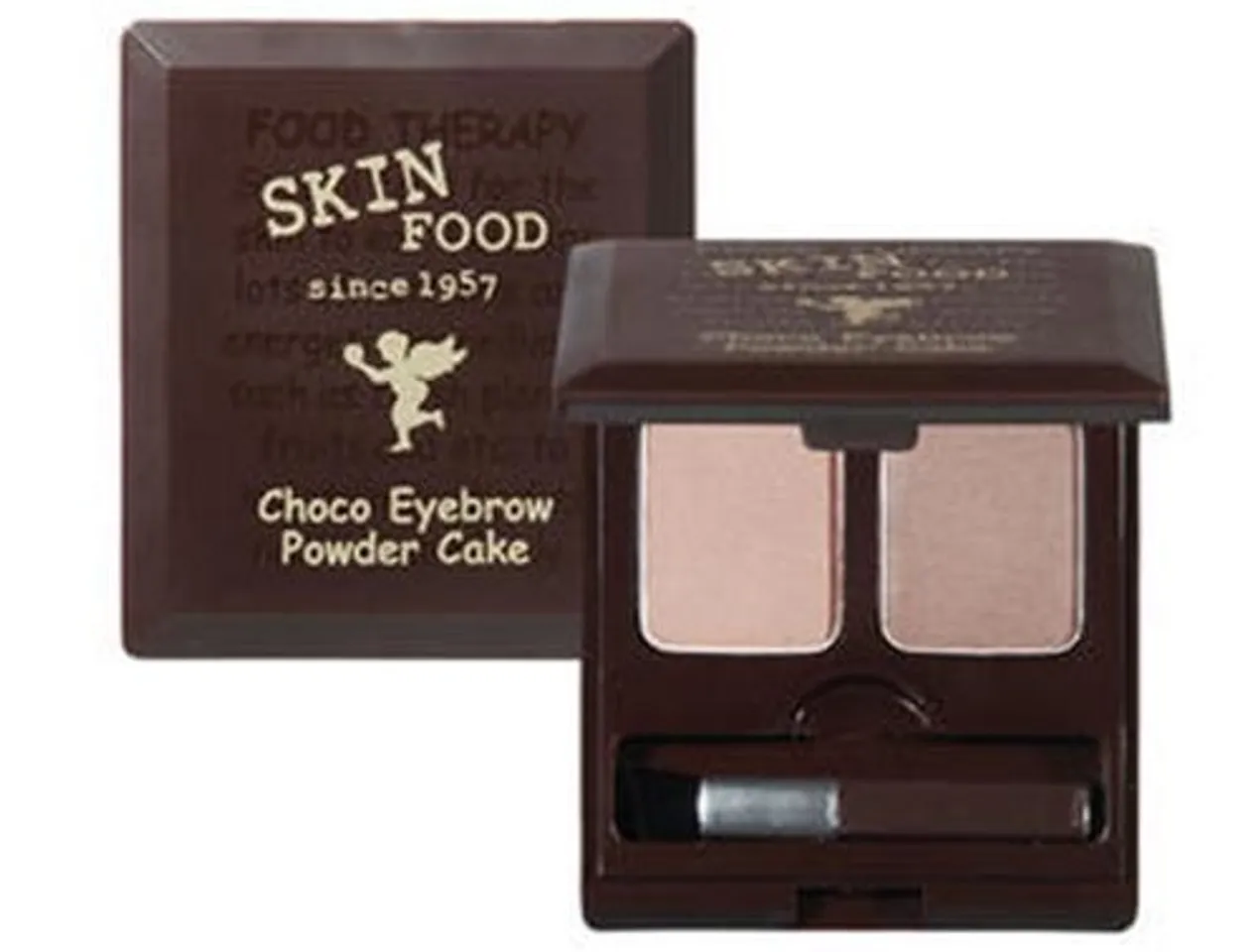 Bột tán mày Skinfood Choco Eyebrow Powder Cake thiết kế 1 cây cọ nhỏ đi kèm vô cùng tiện dụng