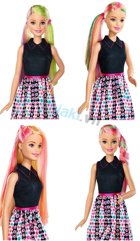 Búp bê Barbie thời trang tóc sắc màu DHL90 chính hãng