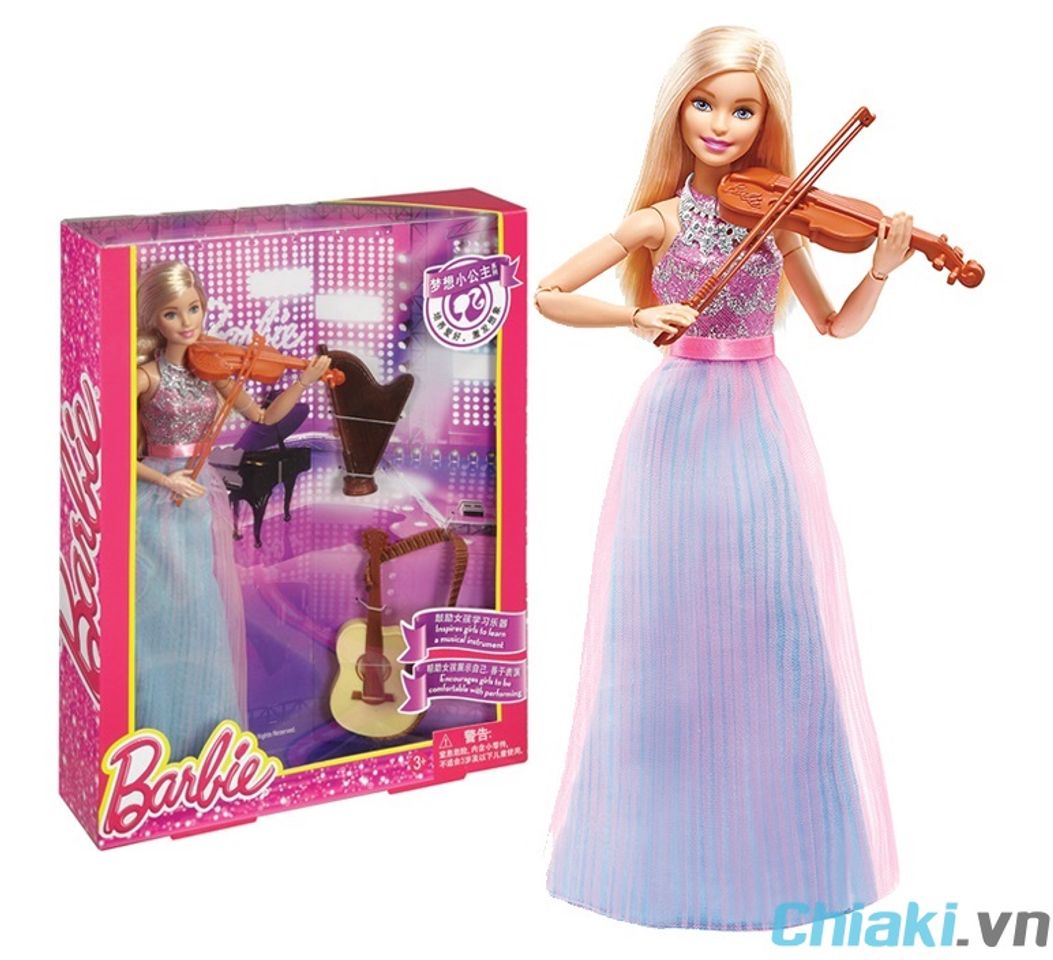 Búp bê Barbie có khớp Violong DLG94 với 3 nhạc cụ mô phỏng rất trang trọng