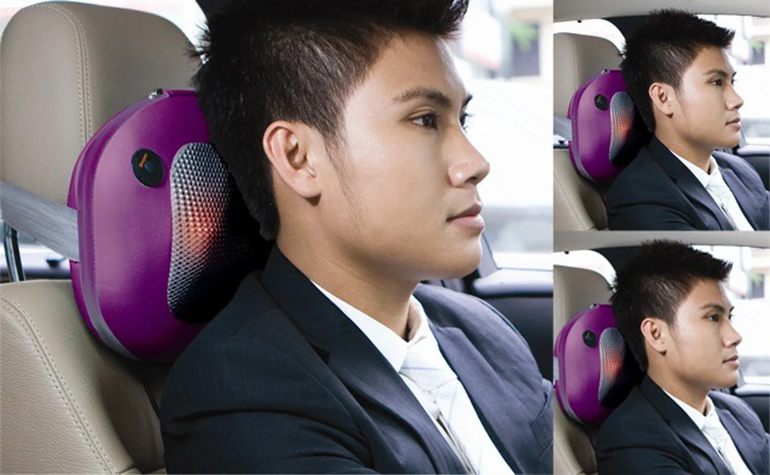 Gối massage hồng ngoại có đai dễ dàng mắc vào lưng tựa của ghế ngồi văn phòng hoặc ghế xe hơi...