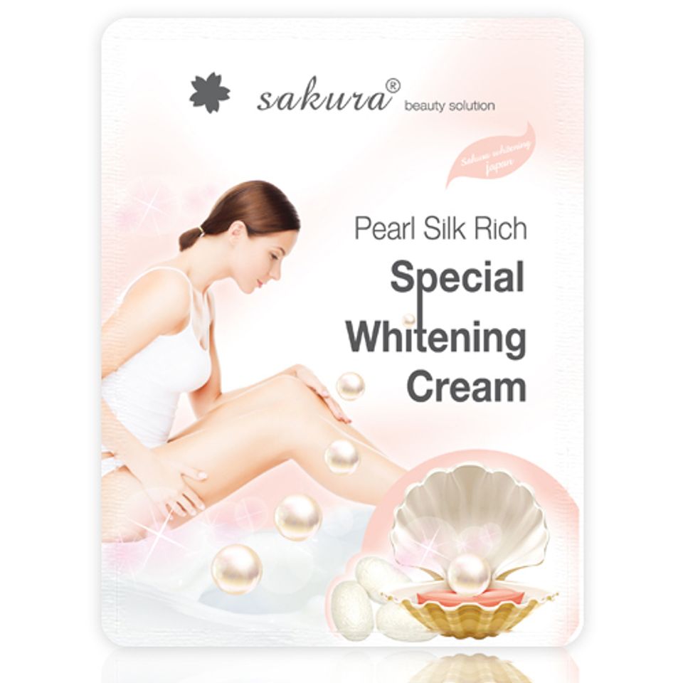 Kem tắm trắng toàn thân Sakura Pearl Silk Rich Special Whitening Cream chiết xuất ngọc trai tơ tằm an toàn cho da