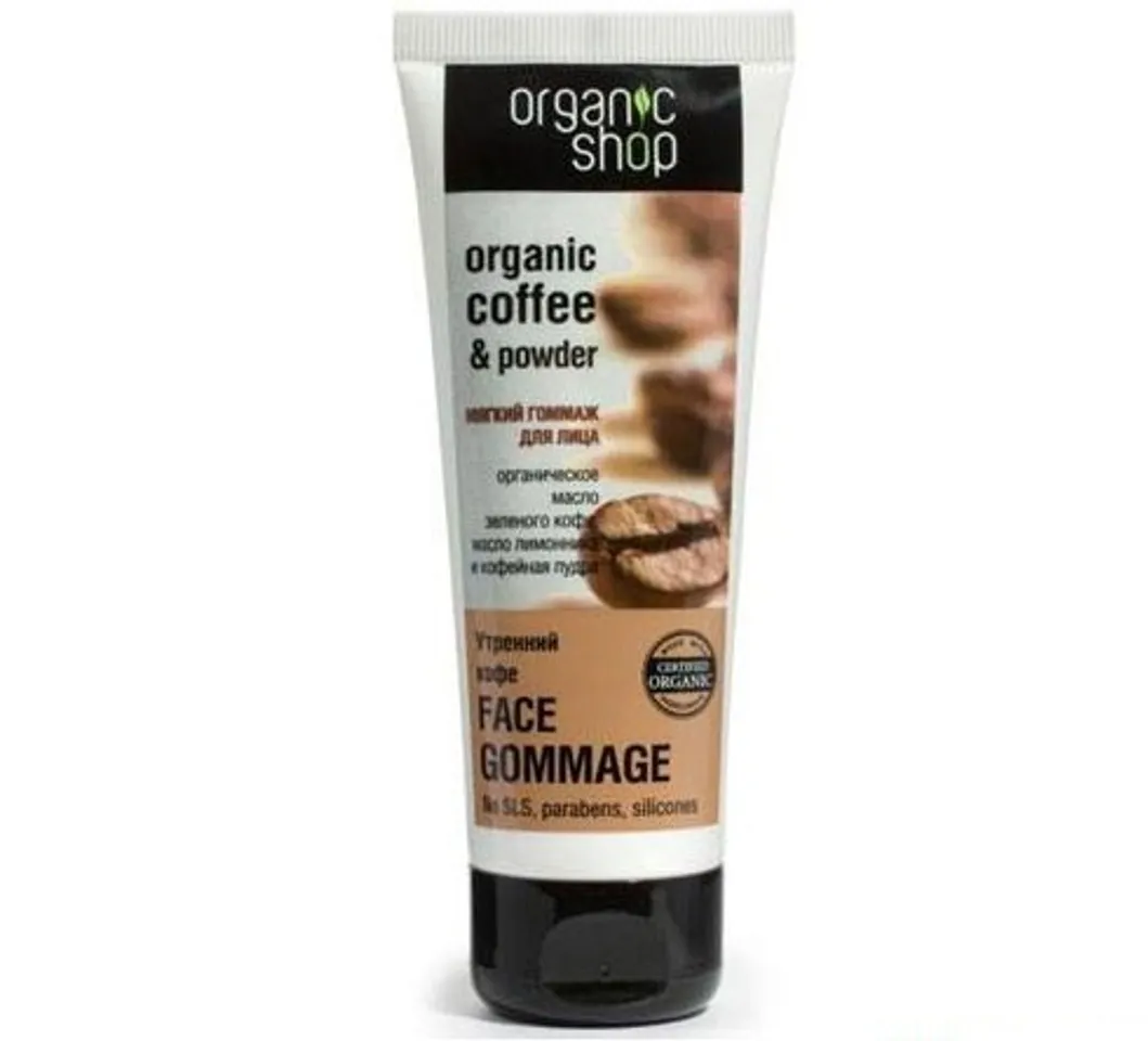 Kem tẩy da chết mặt Organic Shop được chiết xuất từ hạt cà phê giàu chất chống oxy hóa