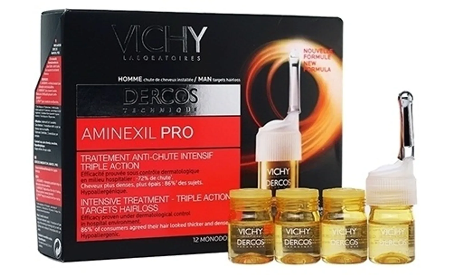 Tinh Chất Ngăn Ngừa Giảm Rụng Tóc Cho Nam VICHY Dercos Aminexil Pro được nâng lên nhờ công thức cấu tạo đặc biệt