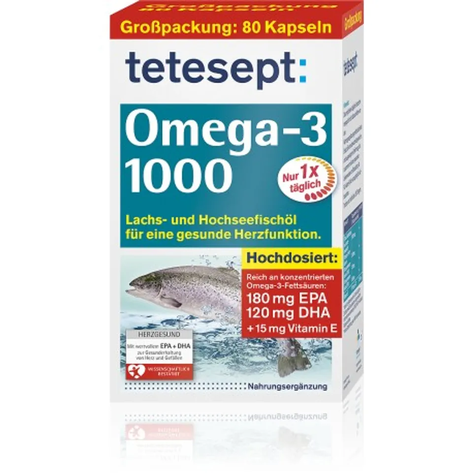 Dầu cá Đức Tetesept Omega 3 Lachsöl 1000mg (80 viên)