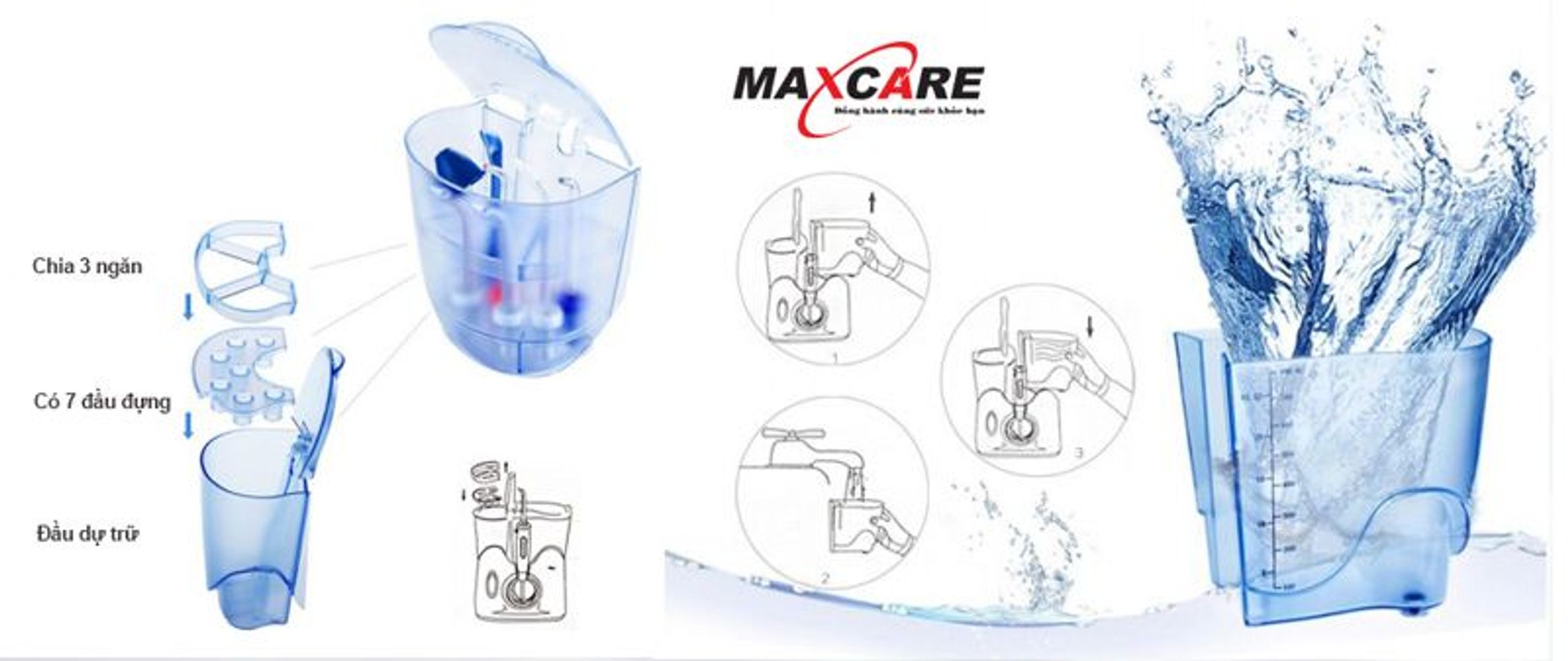 Máy tăm nước Maxcare Max 456 Plus sóng siêu âm 5