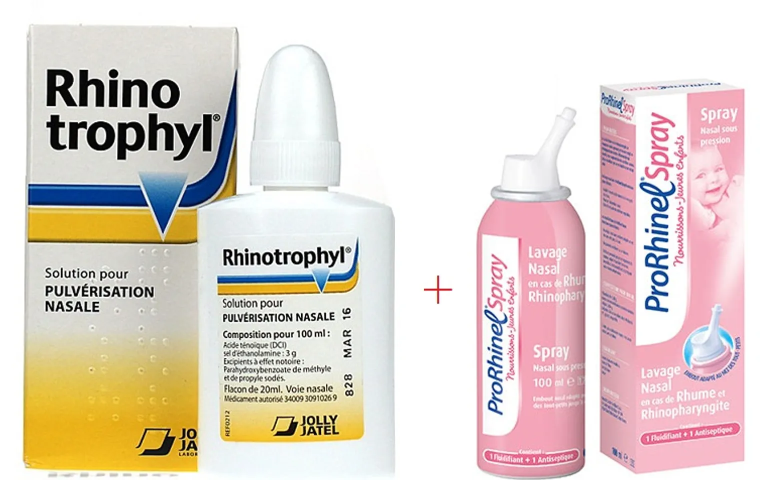 Nước xịt mũi Prorhinel Spray và nước nhỏ mũi Rhinotrophyl hỗ trợ trẻ bị viêm mũi, chảy nước mũi, cảm cúm