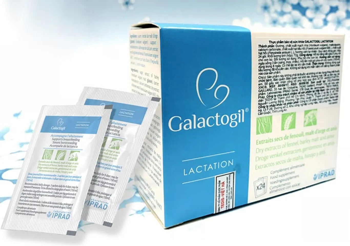 Công dụng cốm lợi sữa Galactogil Pháp 24 gói chính hãng