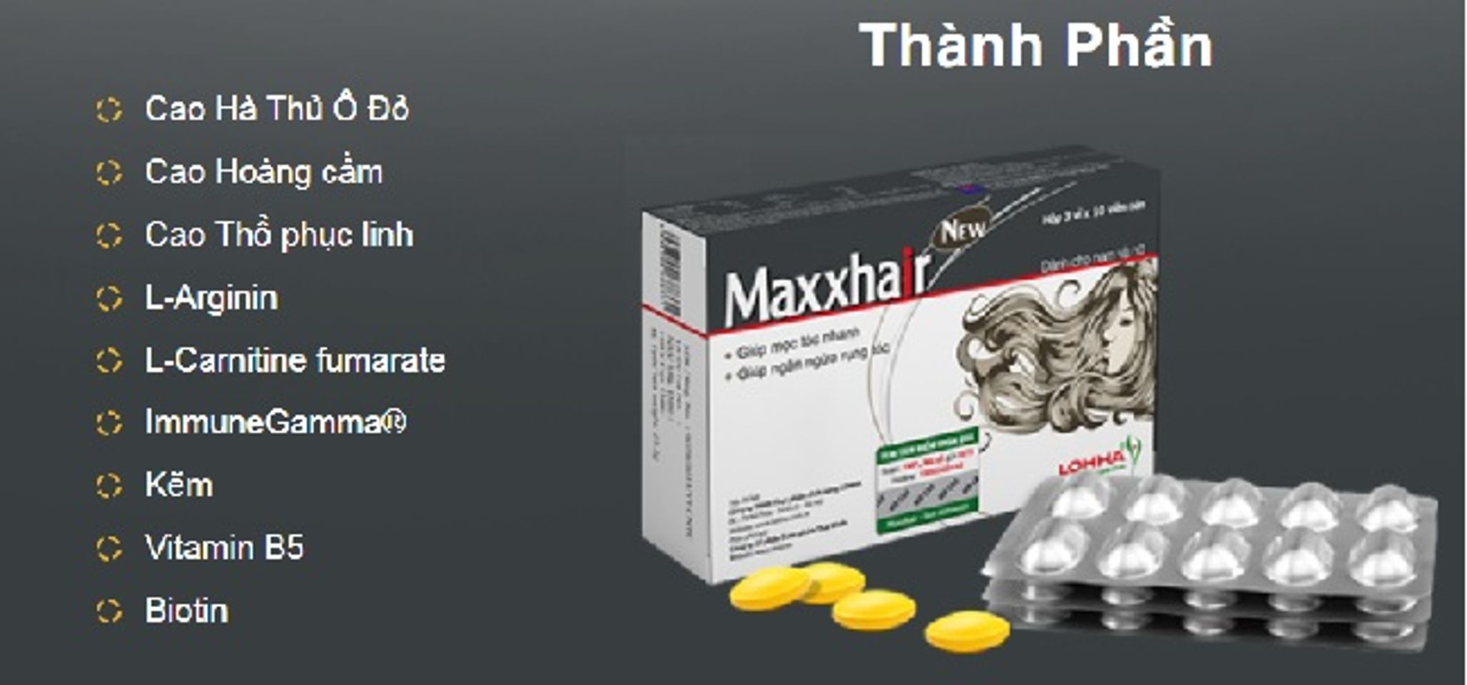 C&aacute;c th&agrave;nh phần của Maxxhair