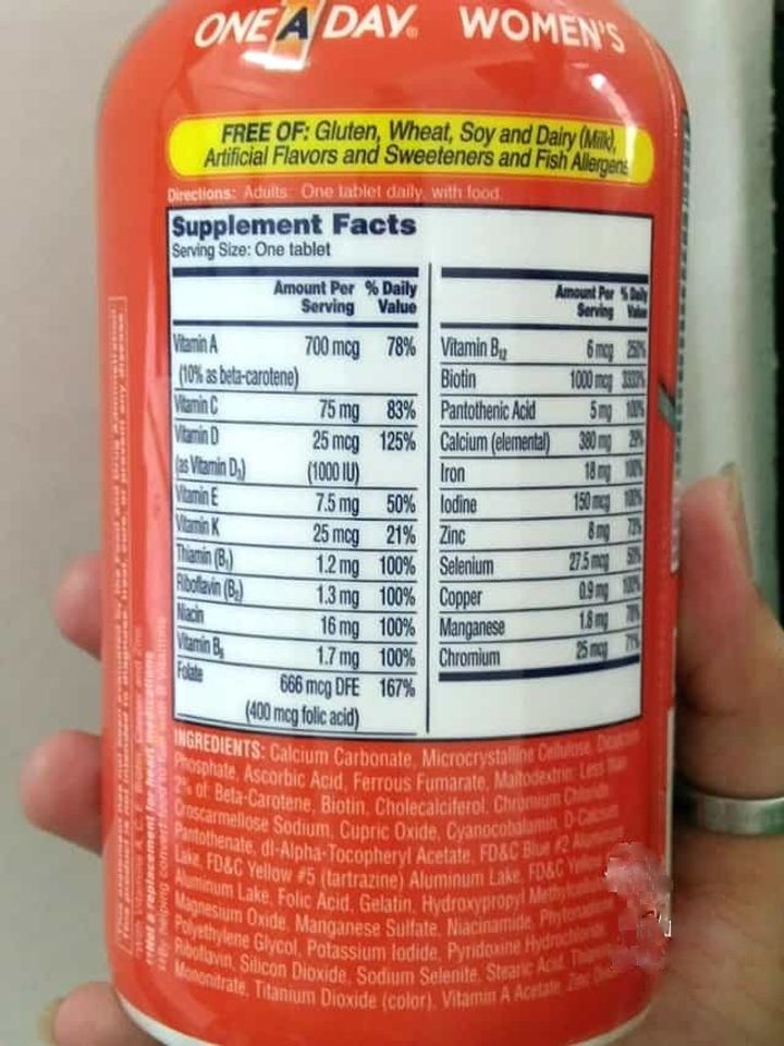 Th&agrave;nh phần của sản phẩm One A Day Women&rsquo;s Formula