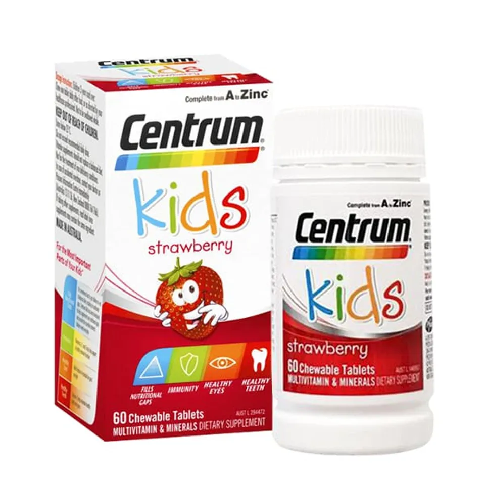 Vitamin tổng hợp Centrum Kids Strawberry dạng viên mẫu cũ
