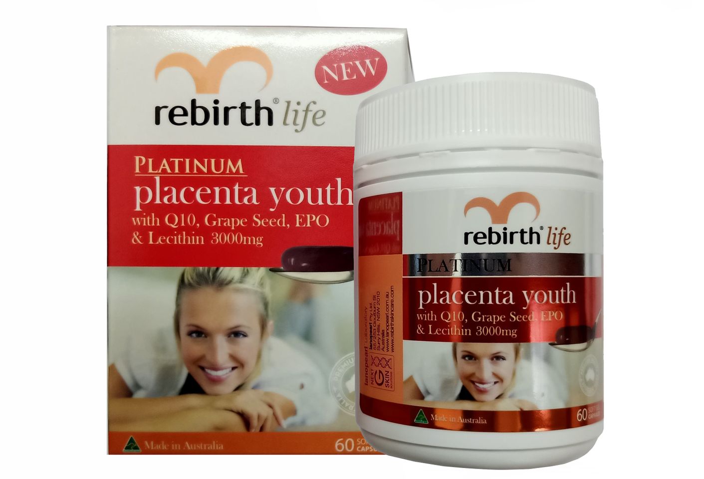 Nhau thai cừu Rebirth Platinum Placenta Youth 60 viên