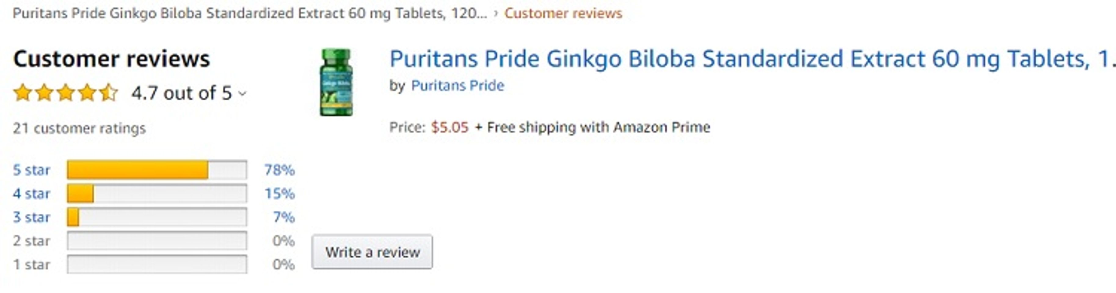 Phản hồi từ phía khách hàng sử dụng Ginkgo Biloba 60mg Puritan's Pride 2