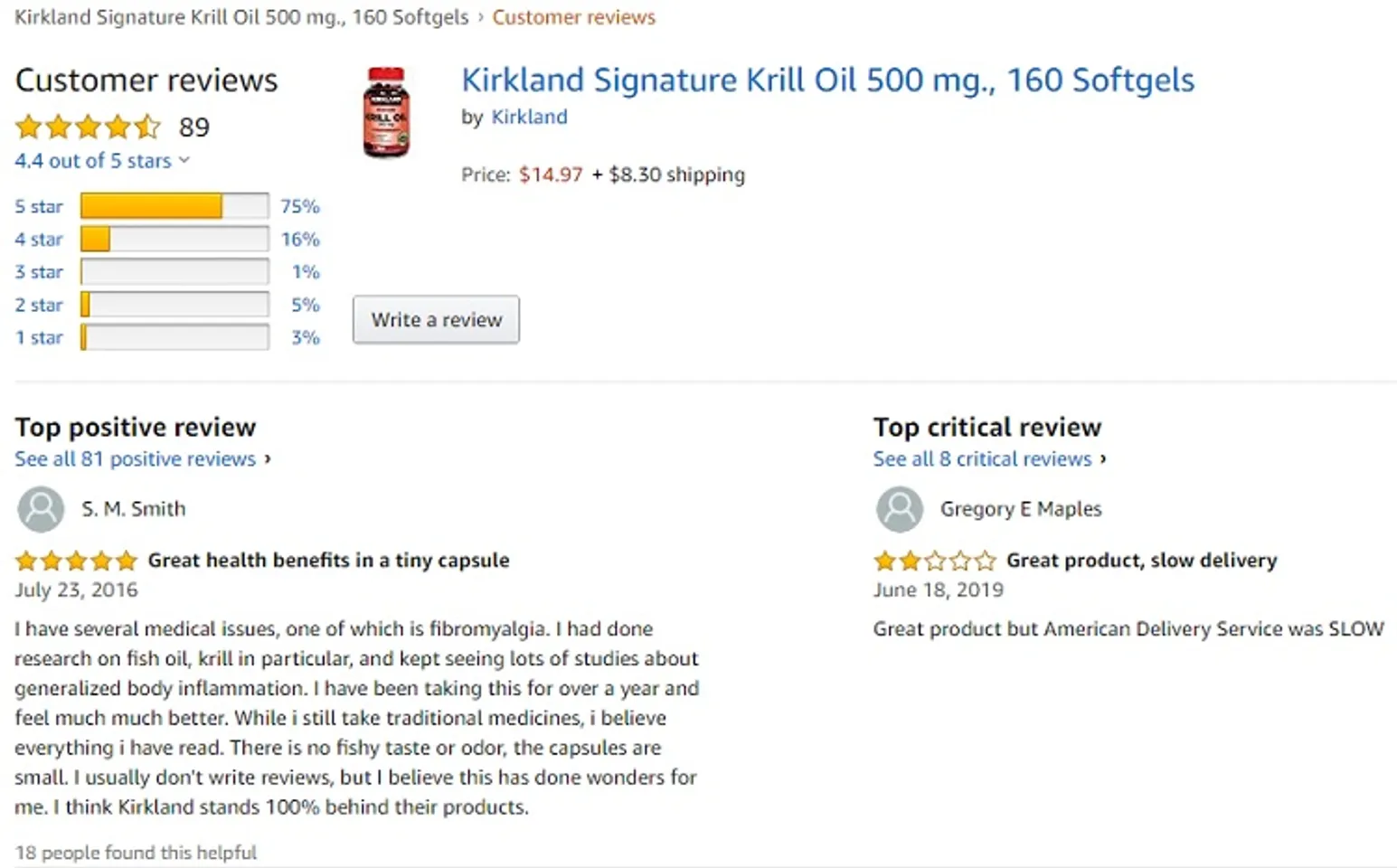Phản hồi từ phía khách hàng sử dụng Kirkland Signature Krill Oil 3