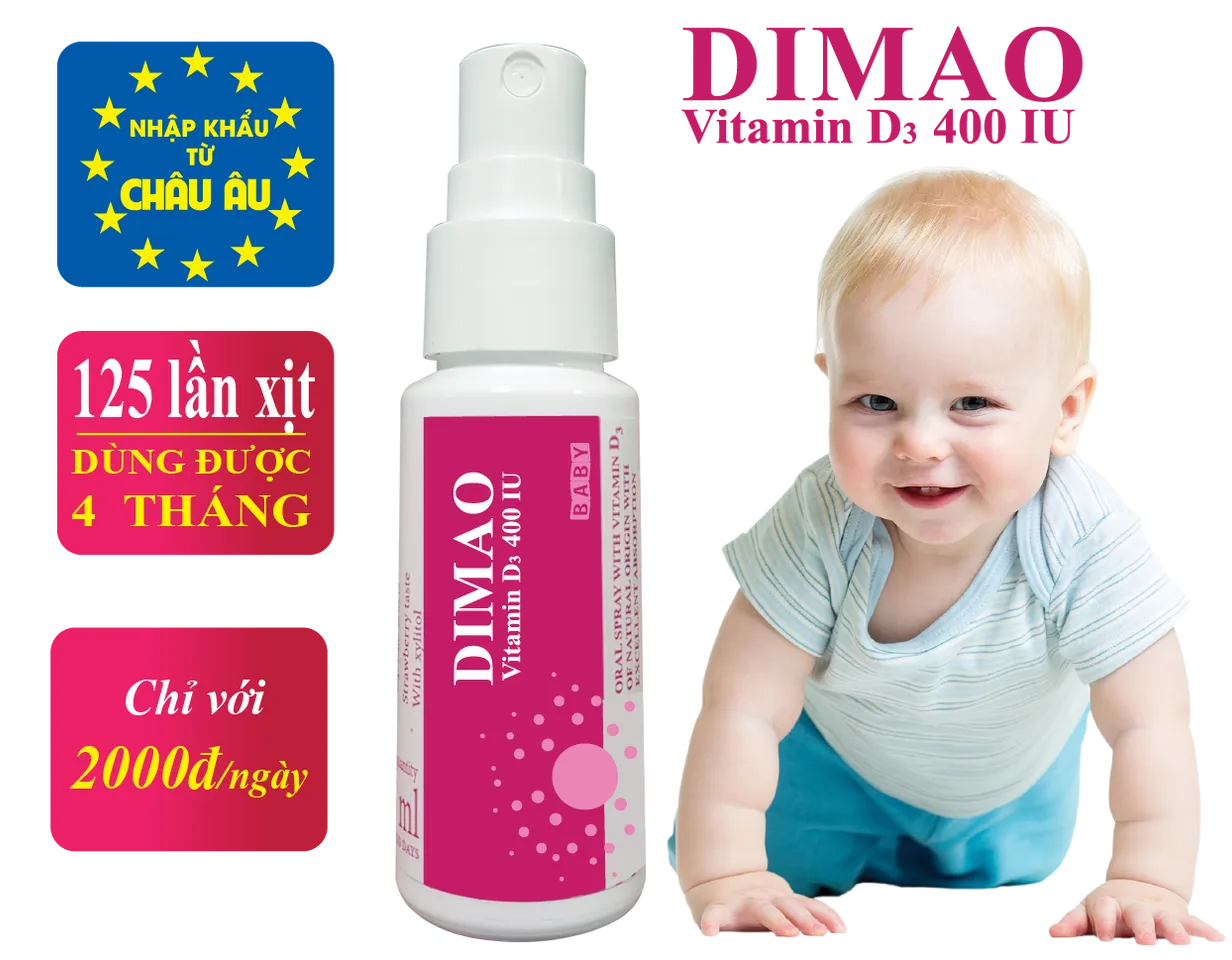 Bổ sung Dimao vitamin D3 cho bé phát triển chiều cao